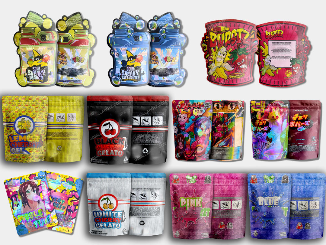 1 OZ Collection Mylar Bags – 11 Designs | 352 Total Bags