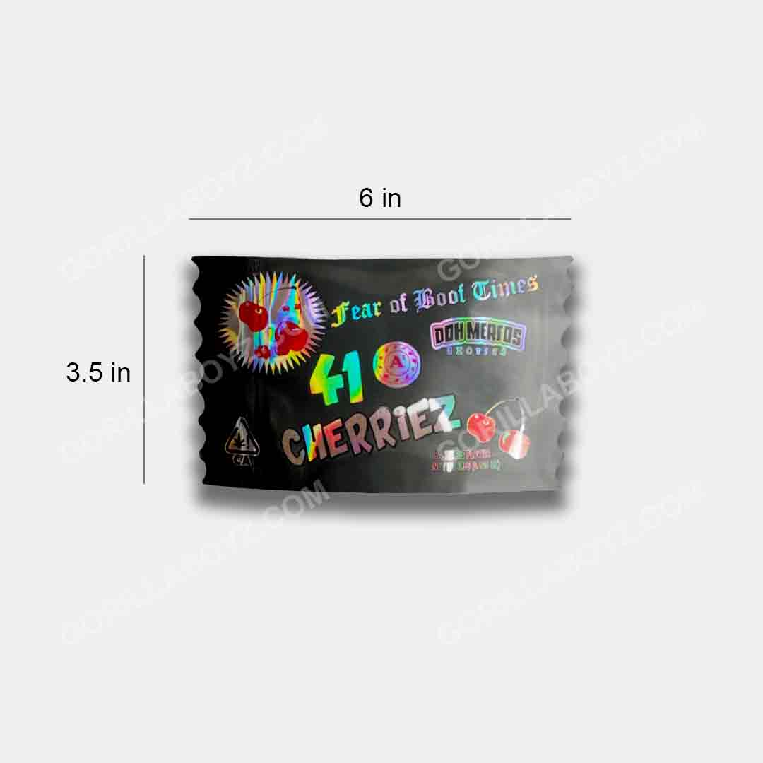 41 Cherriez (2023 Version) mylar bags 3.5 grams dimensions