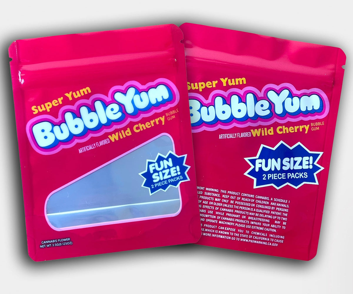 Bubble Yum Wild Cherry Mylar Bag 3.5G