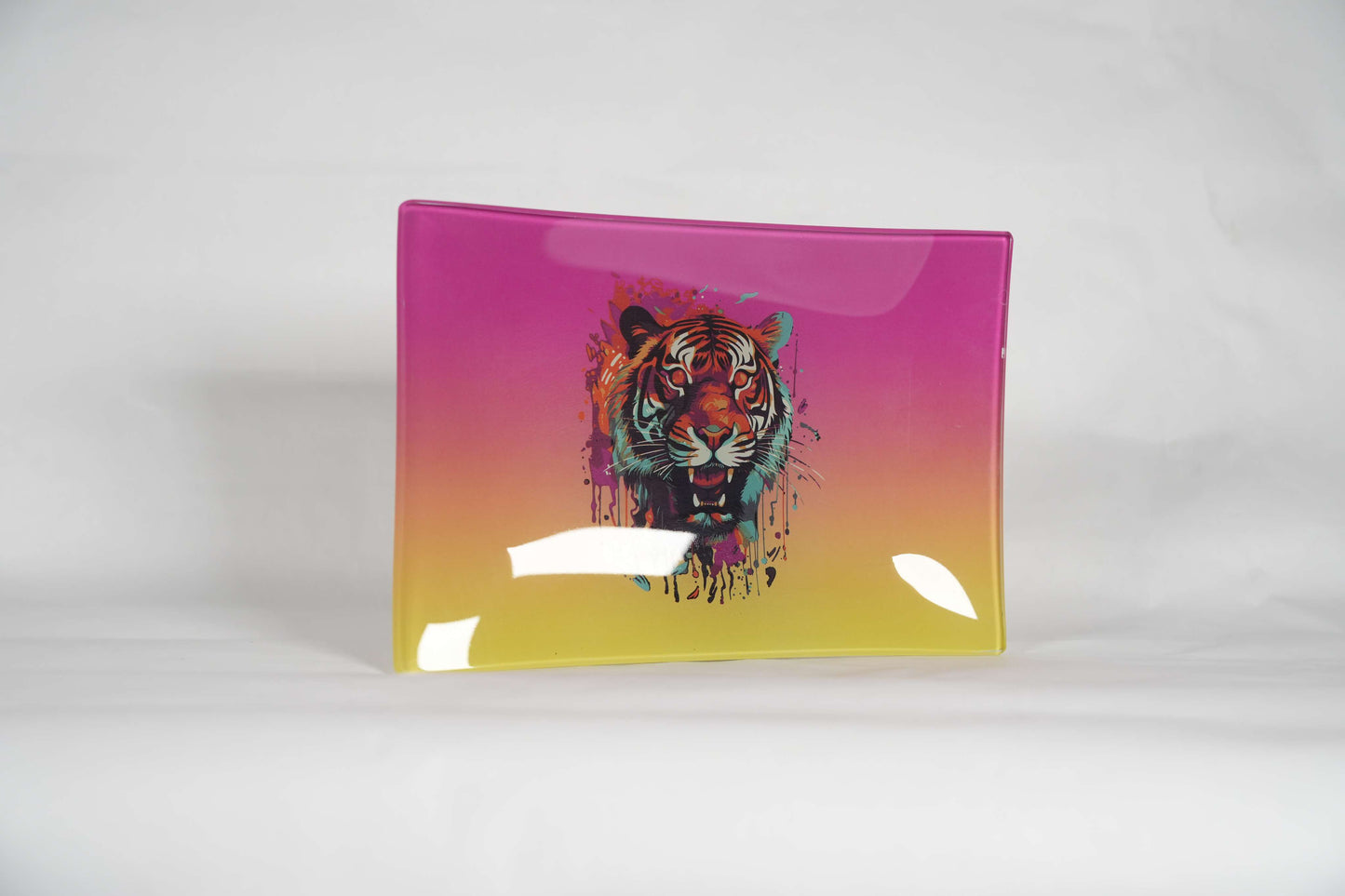Vibrant Tiger | Shatter Resistant Glass Rolling Tray 8.6" x 5.9"