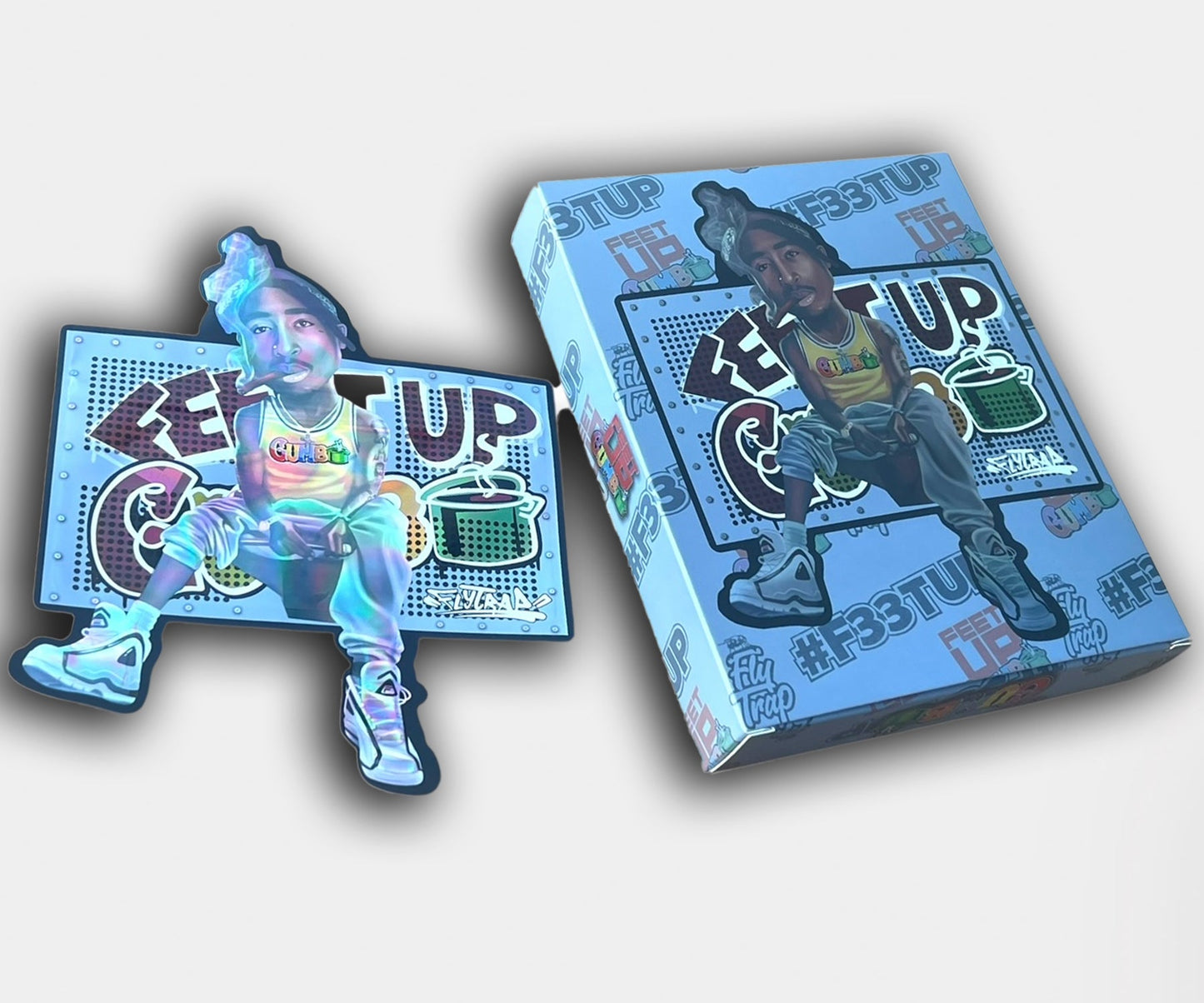 Gumbo Feet Up Holographic 3.5g Mylar Bag with BOX