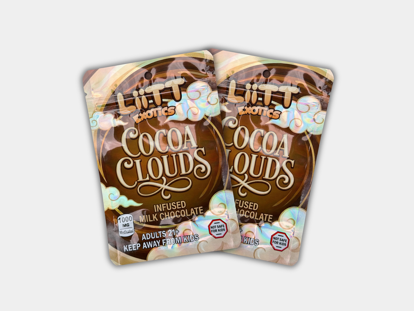 Liit Exotics Cocoa Clouds Infused Milk Chocolate EMPTY Mylar Bag 1000 MG