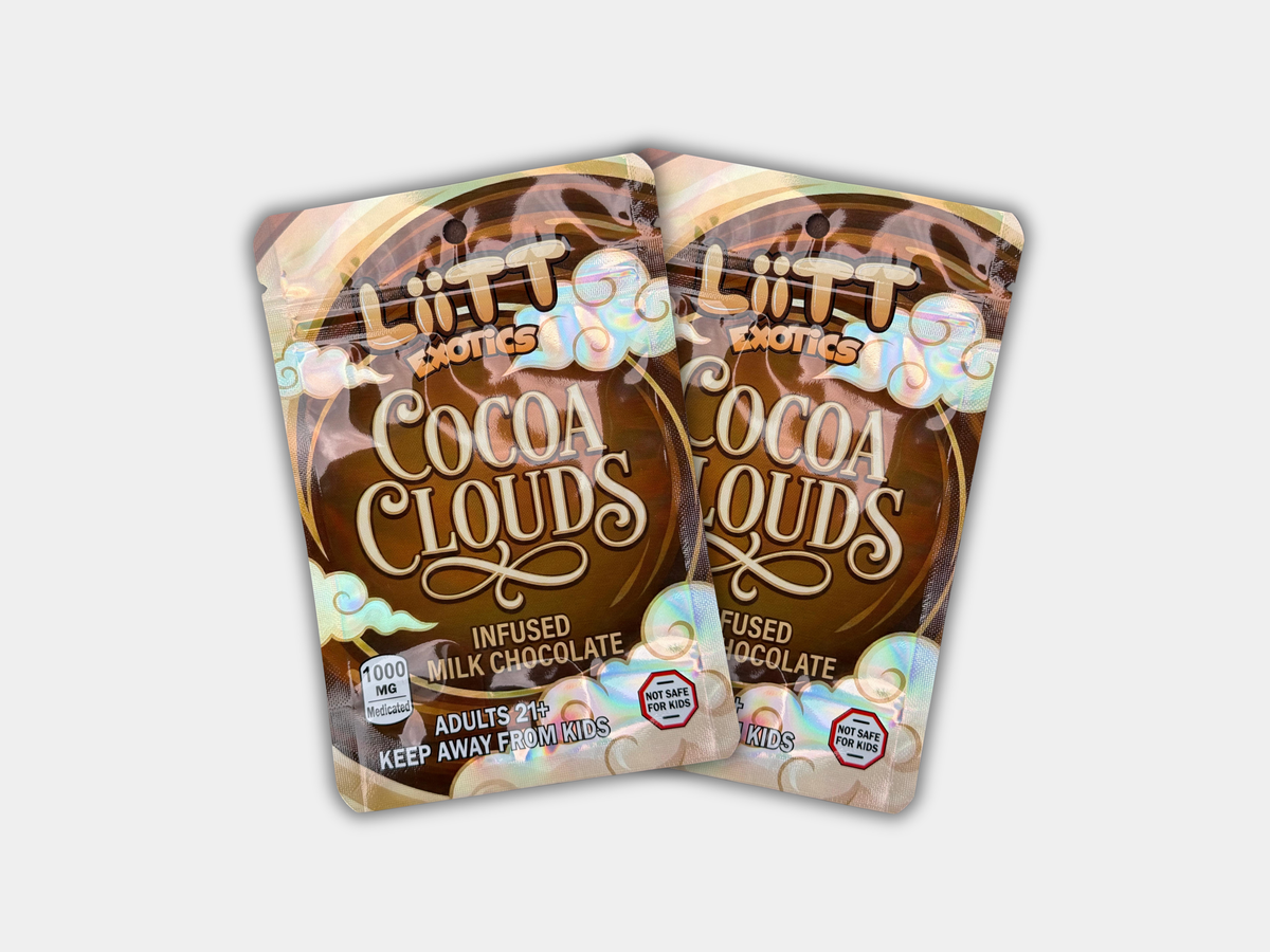 Liit Exotics Cocoa Clouds Infused Milk Chocolate EMPTY Mylar Bag 1000 MG