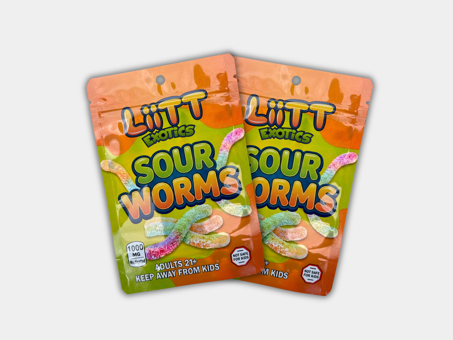 Liit Exotics Sour Worms EMPTY Mylar Bag 1000 MG