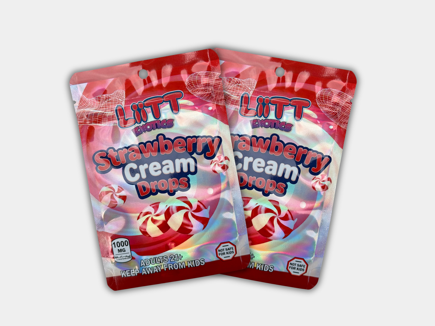 Liit Exotics Strawberry Cream Drops EMPTY Mylar Bag 1000 MG