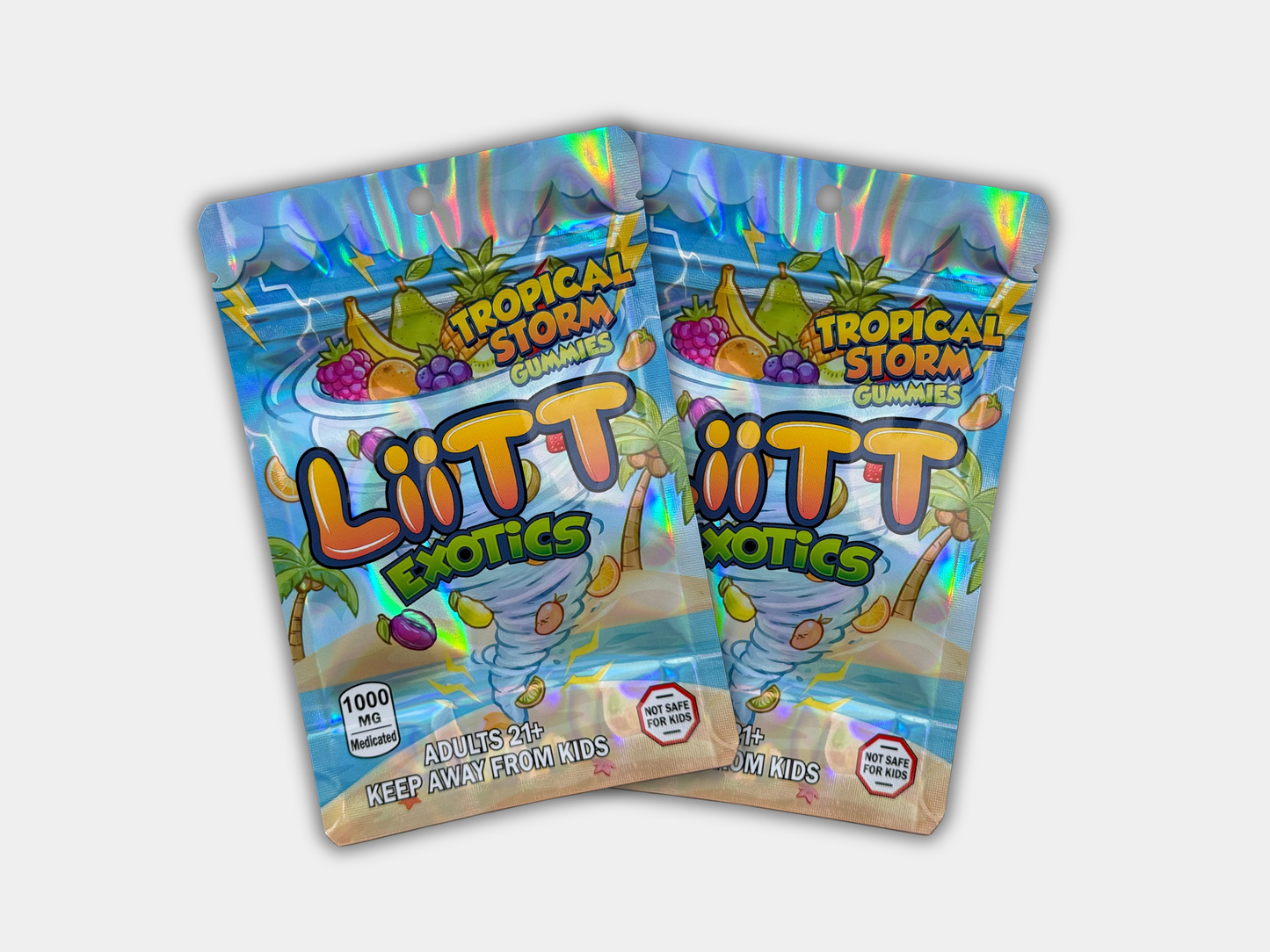 Liit Exotics Tropical Storm Gummies EMPTY Mylar Bag 1000 MG