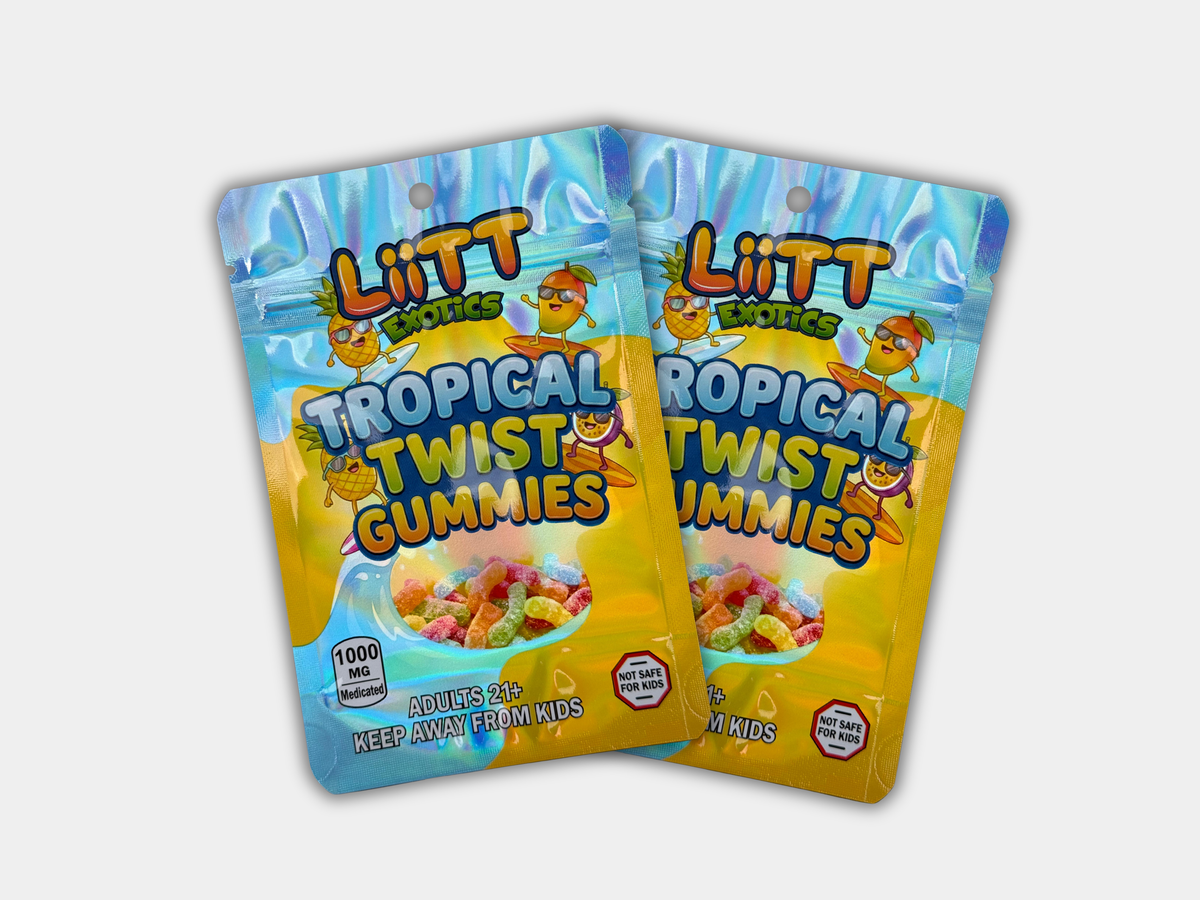 Liit Exotics Tropical Twist Gummies EMPTY Mylar Bag 1000 MG