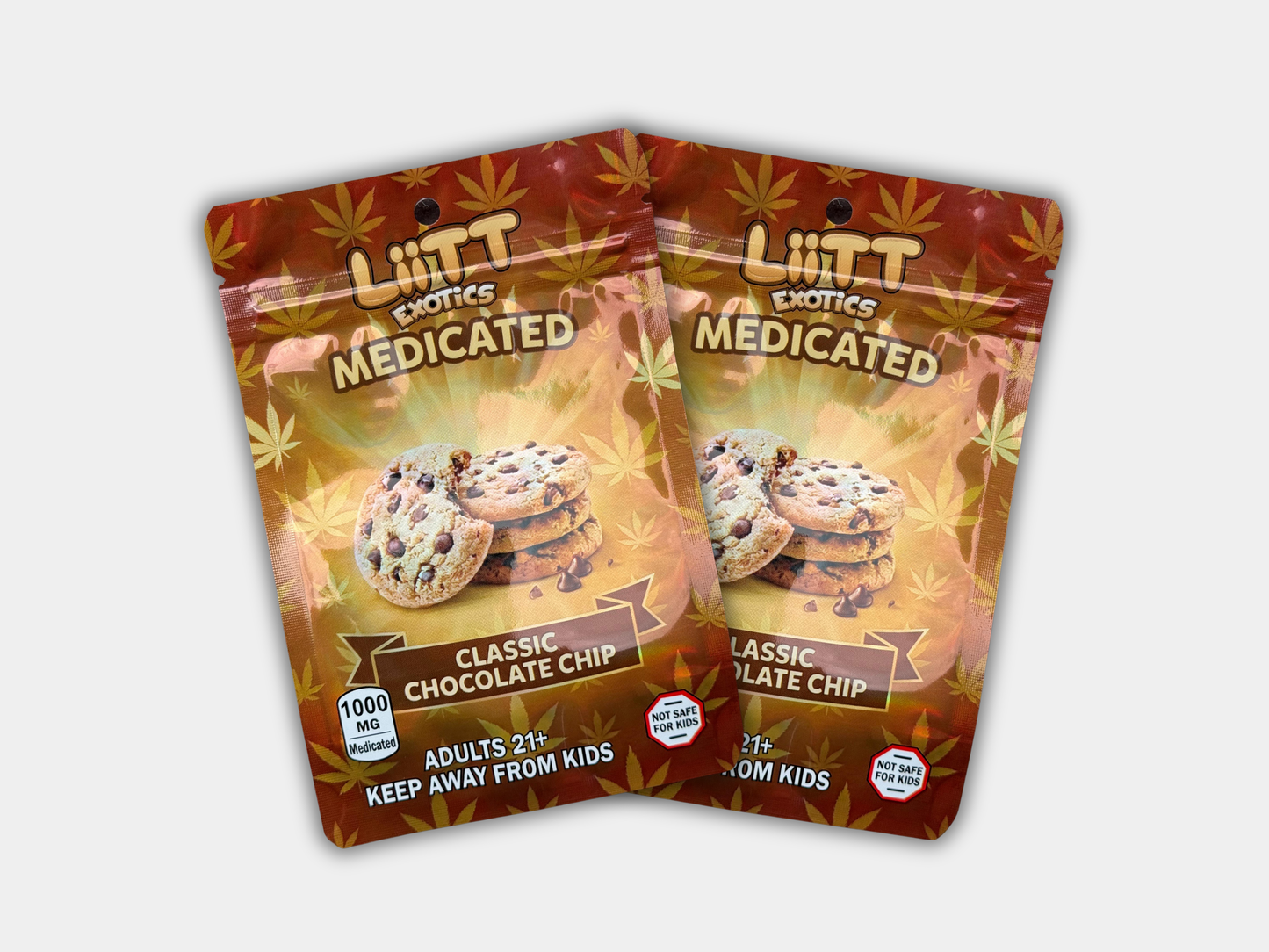 Liit Exotics Classic Chocolate Chip EMPTY Mylar Bag 1000 MG