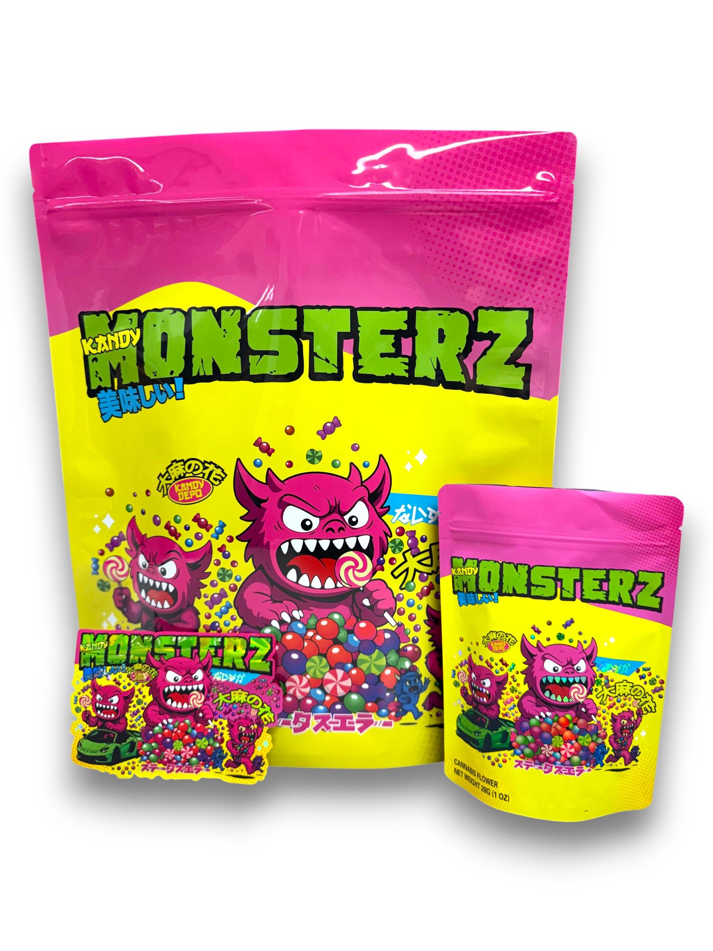 Monsterz Combo Pack Mylar Bag Set – 32 (3.5g), 16 (1oz), 1 (1lb)