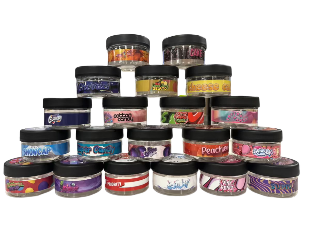 3.5g Jars with Stickers (Plastic jars included)