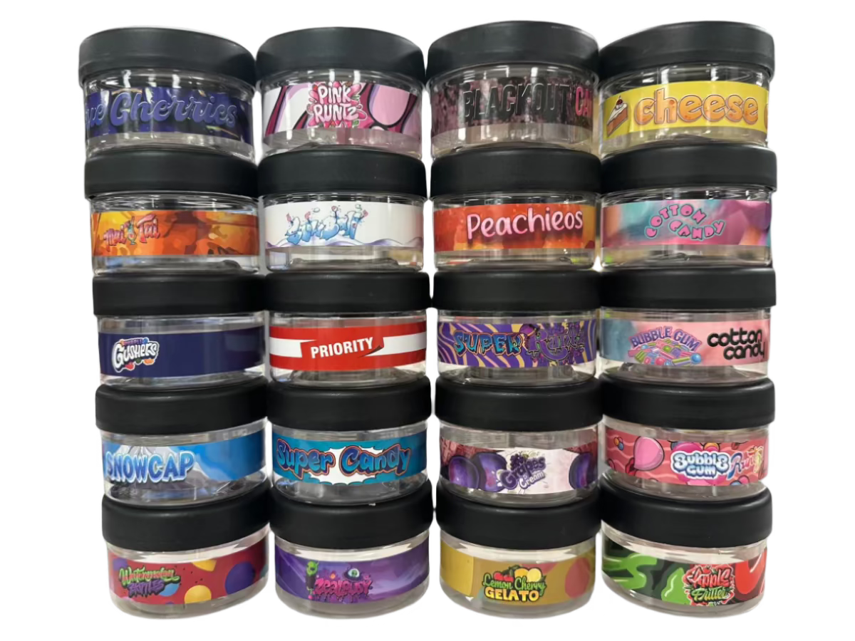 3.5g Jars with Stickers (Plastic jars included)