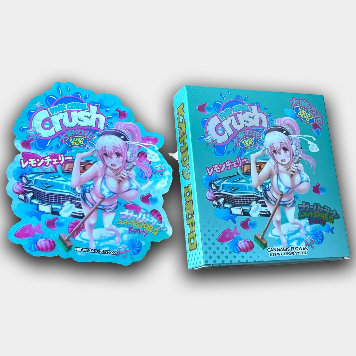 Pink Coral Crush Holographic 3.5g Mylar Bag with BOX