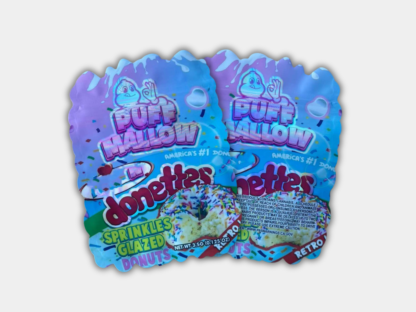 Puff Hallow Donettes Sprinkles Glazed Donuts 3.5G Mylar Bag