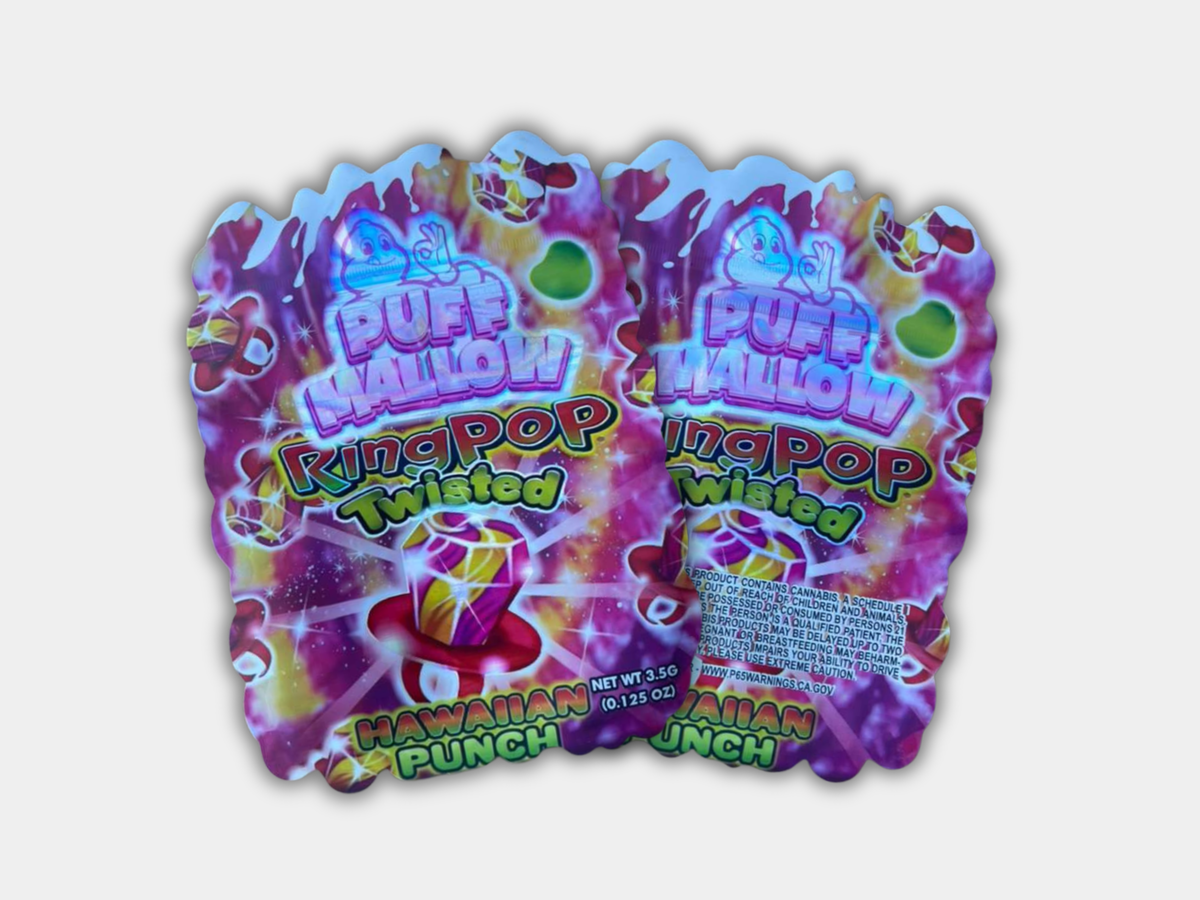 Puff Hallow Ring Pop Twisted Hawaiian Punch 3.5G Mylar Bag