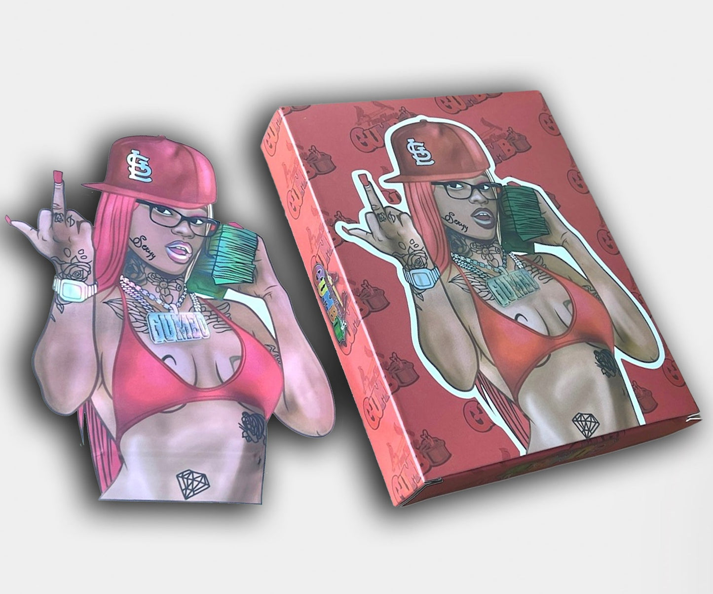 Sexy Red Gumbo Holographic 3.5g Mylar Bag with BOX