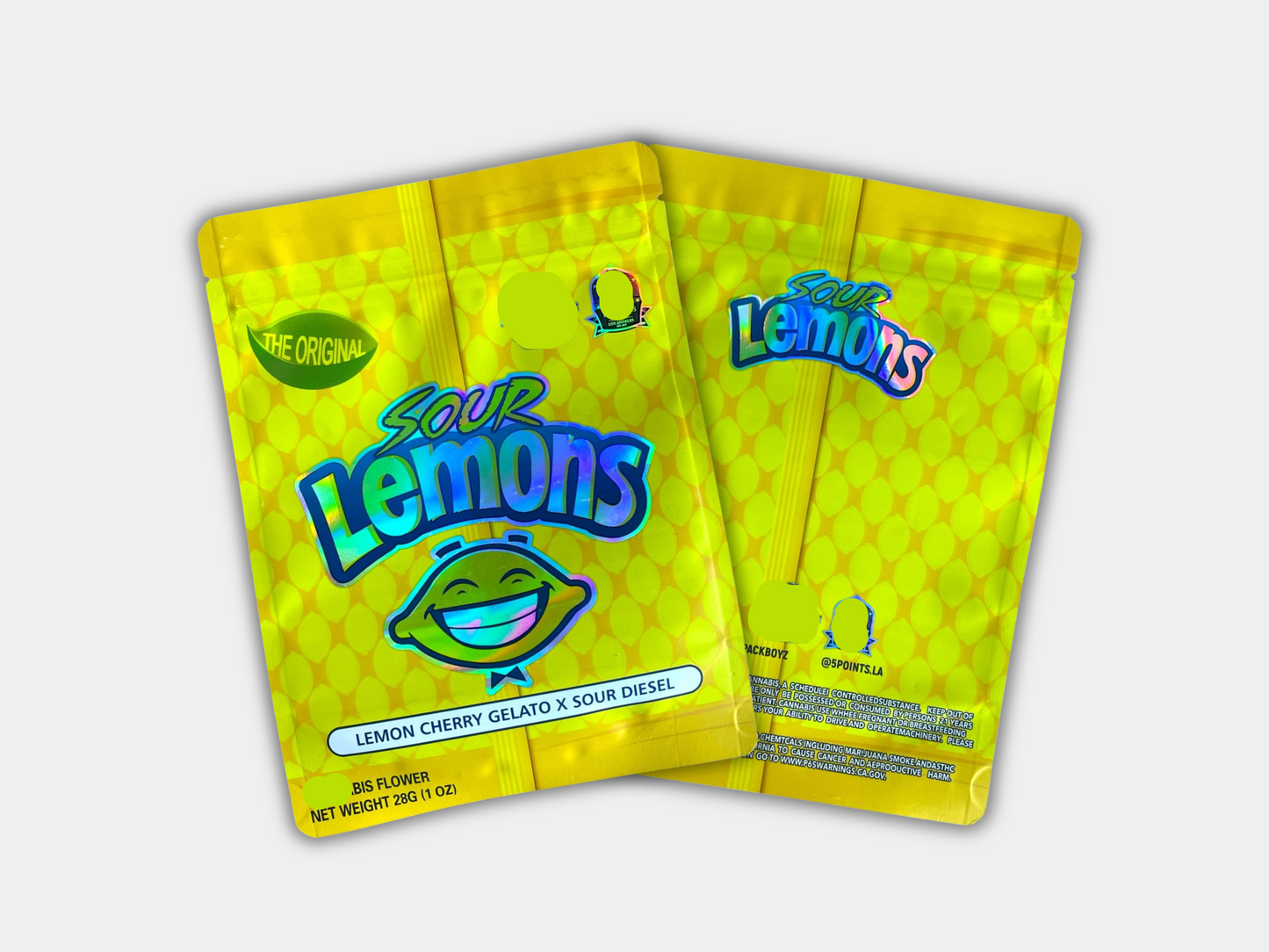 Sour Lemons Lemon Cherry Gelato x Sour Diesel 28G (1oz) Mylar Bag