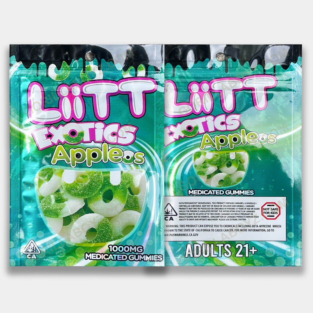 Liit Exotics Appleos 1000 mg edibles mylar bags