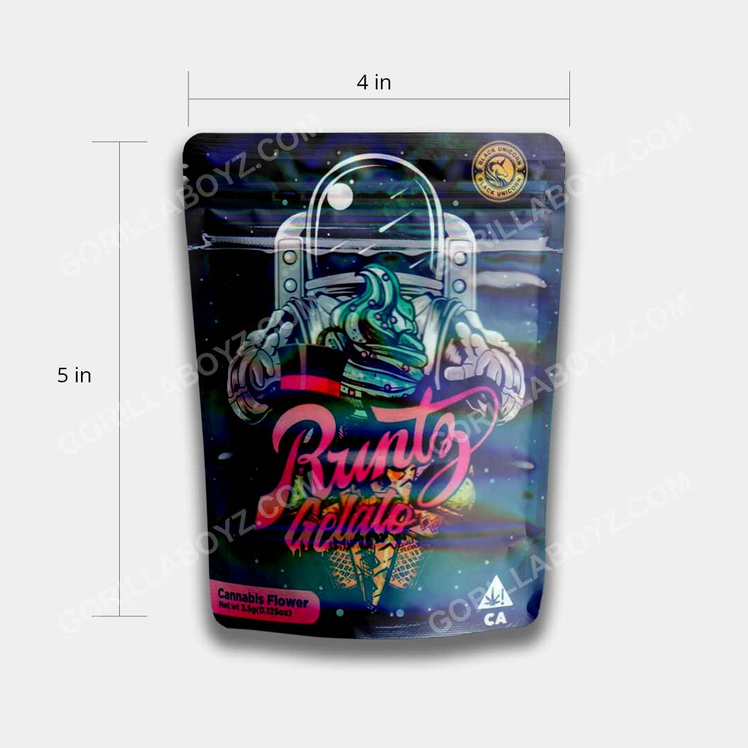 Runtz Gelato mylar bags 3.5 grams