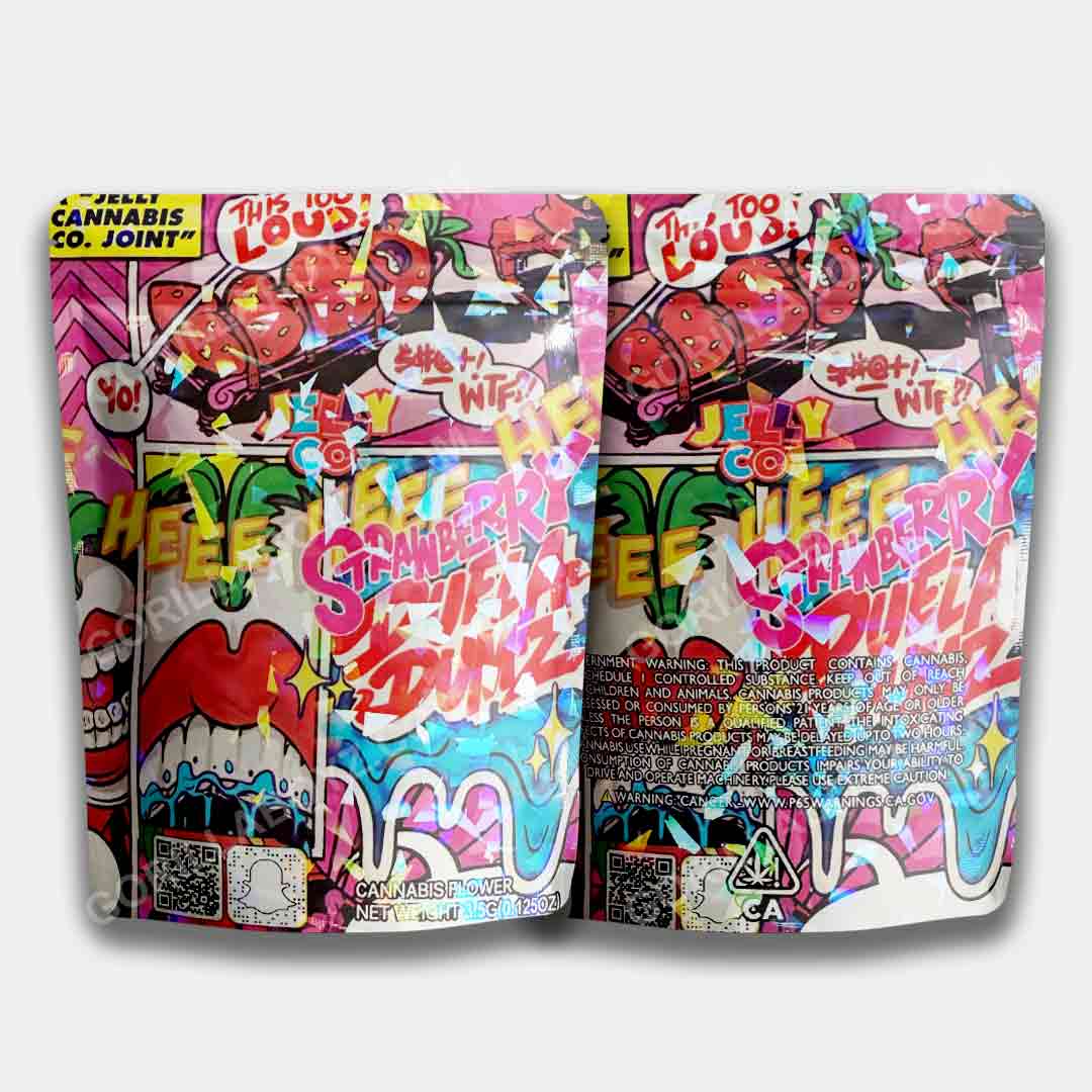 Strawberry Duela Dumz Holographic mylar bags 3.5 grams