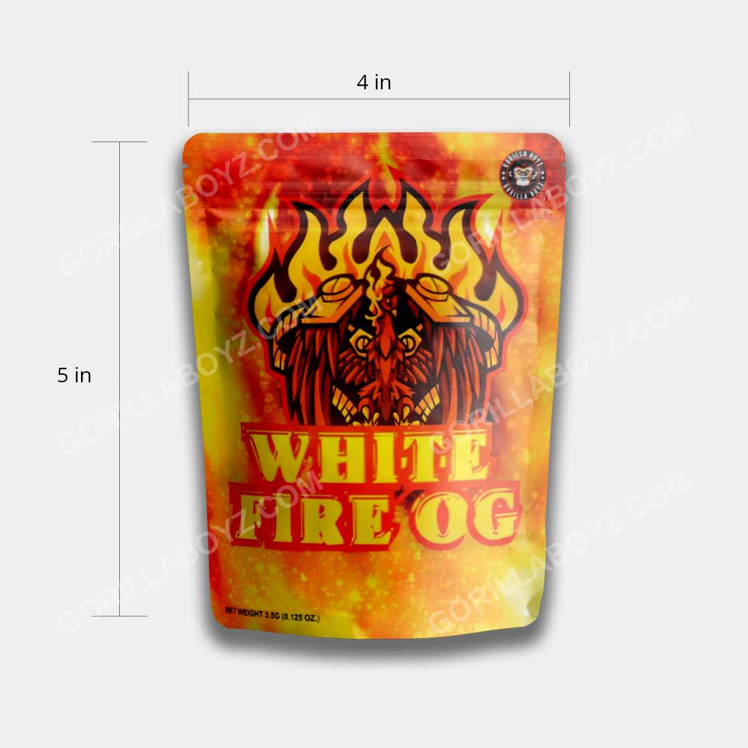 white fire og mylar bags