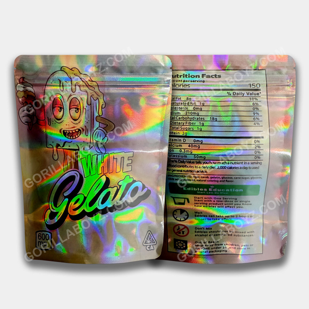 White Gelato mylar bags 600 mg