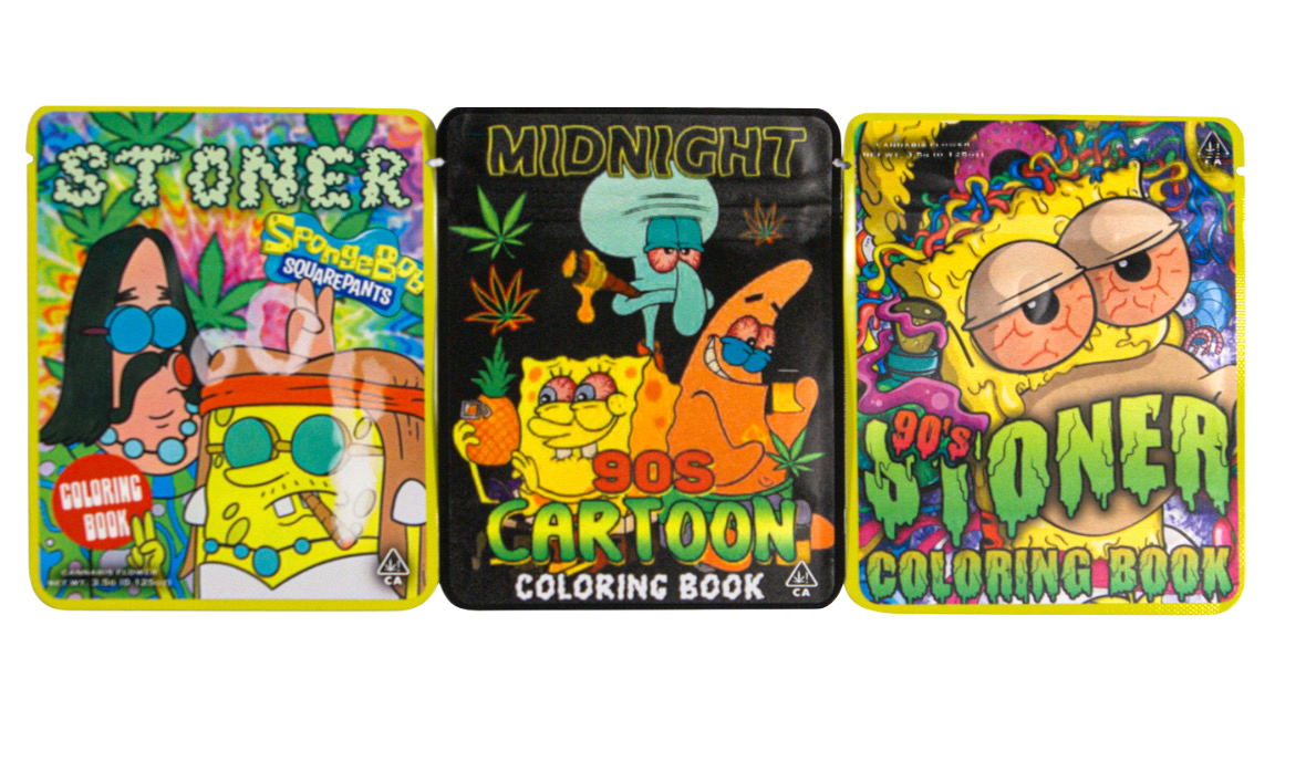 90s Cartoon Coloring Book Sticker Mylar Bag 3.5G | Smell Proof