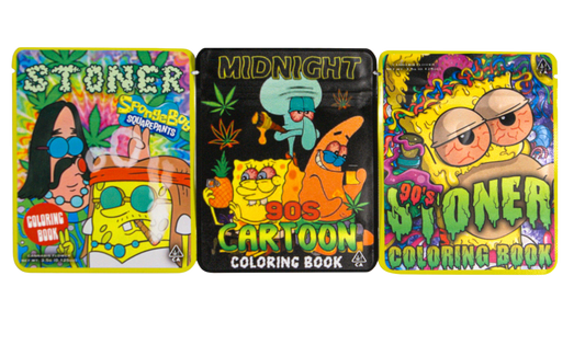 90s Cartoon Coloring Book Sticker Mylar Bag 3.5G | Smell Proof