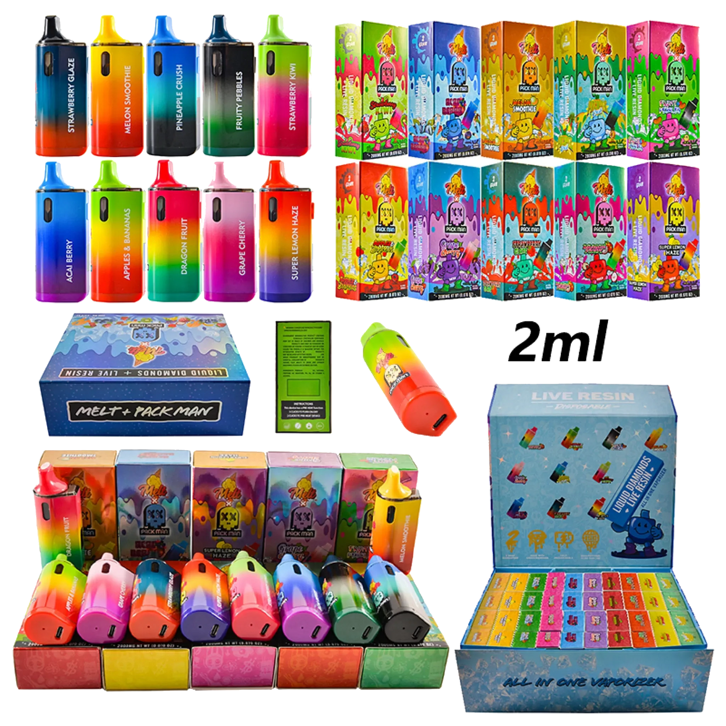 Melt + Packman 2 Gram Empty Disposable Carts V2 (NO OIL)