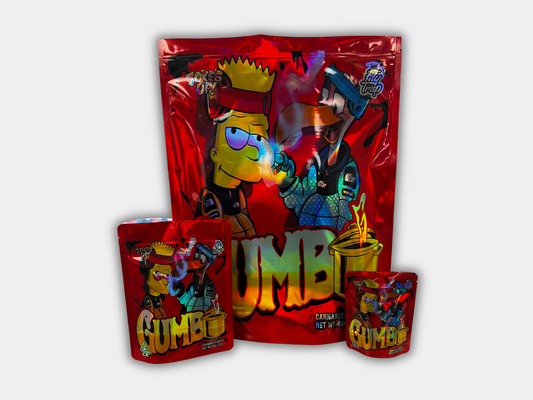 Red Gumbo Mylar Bag Set - 32 (3.5g), 16 (1oz), 1 (1lb) for $49.99