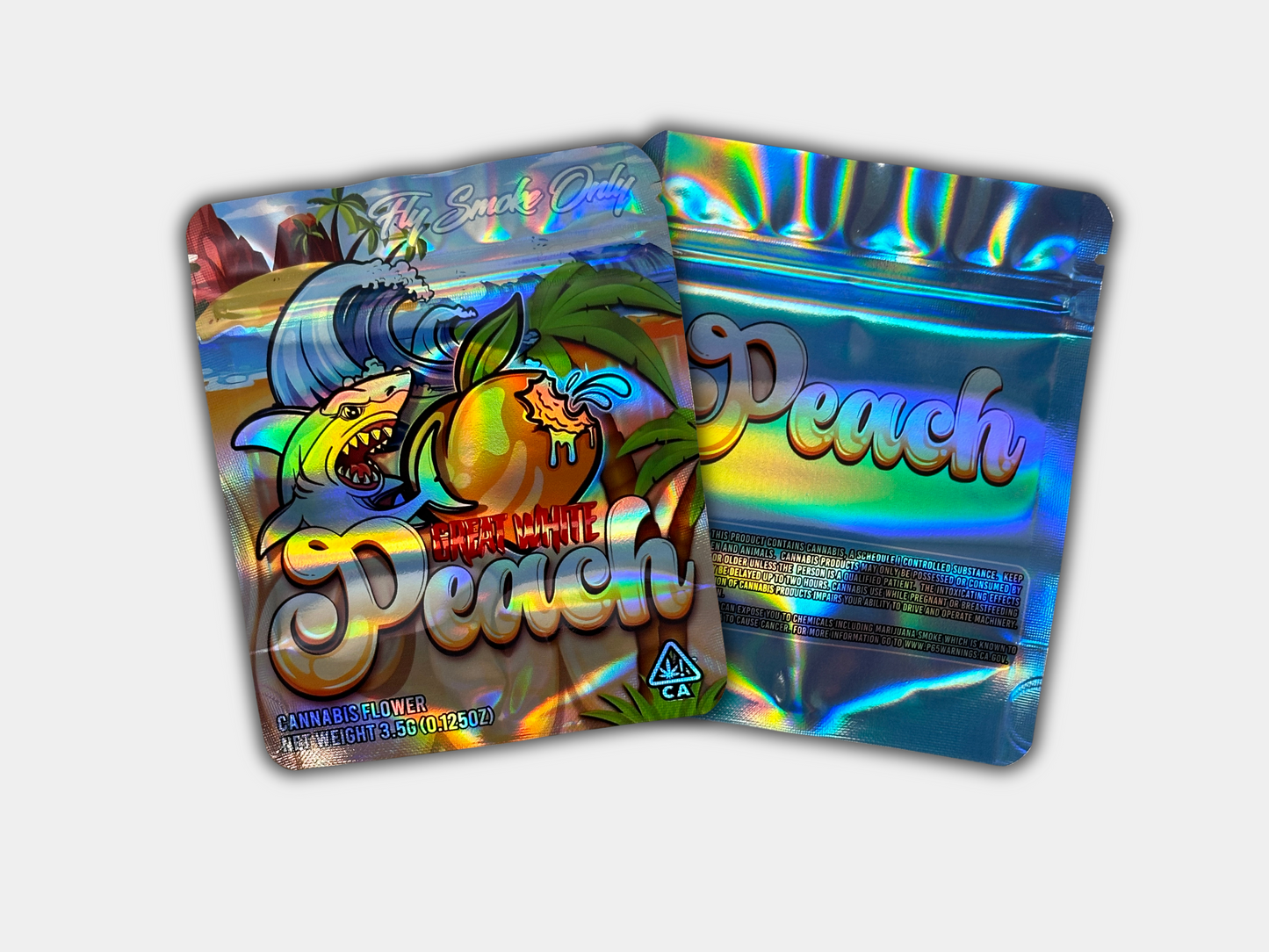 Great White Peach Mylar Bag 3.5 Grams