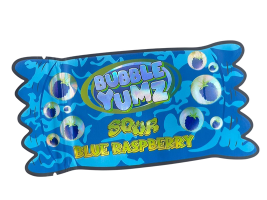 Bubble Yumz 3.5G Mylar Bag – Sour Blue Raspberry Edition