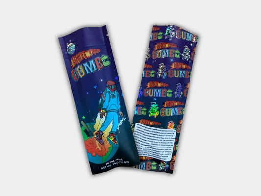 Shot Off Gumbo 2 Grams Holographic Empty Pre Roll Packaging