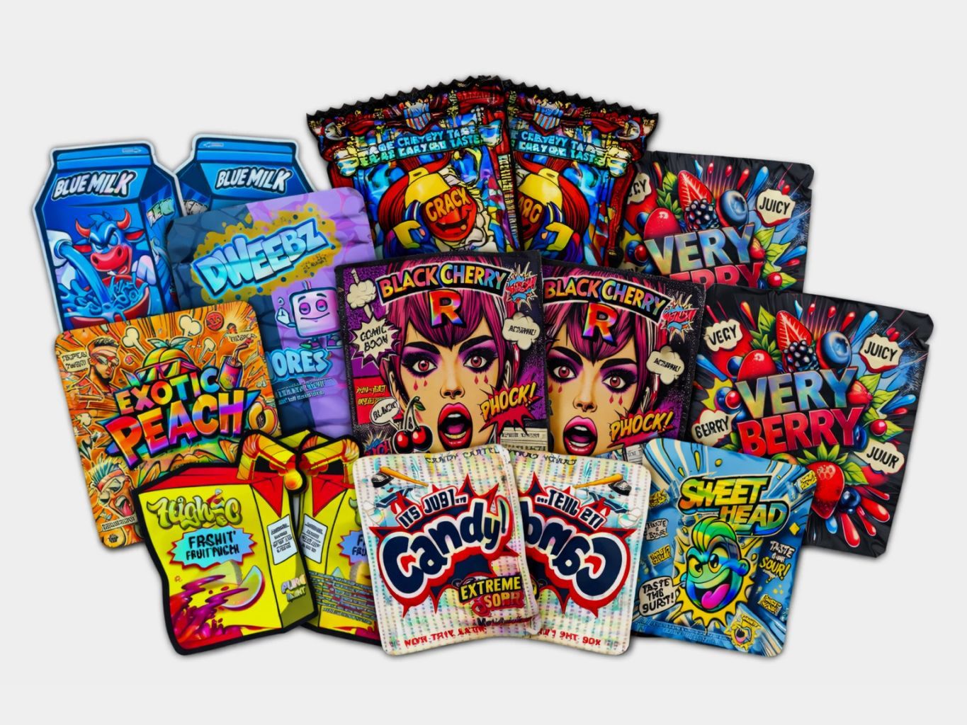 Assorted Mix 100 3.5g Mylar Bags