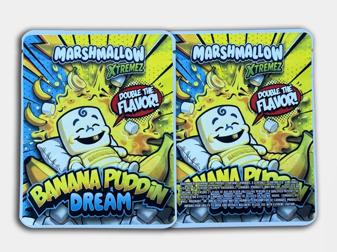 Banana Puddin Dream Marshmallow Xtremz Sticker bag 3.5g Mylar Bag