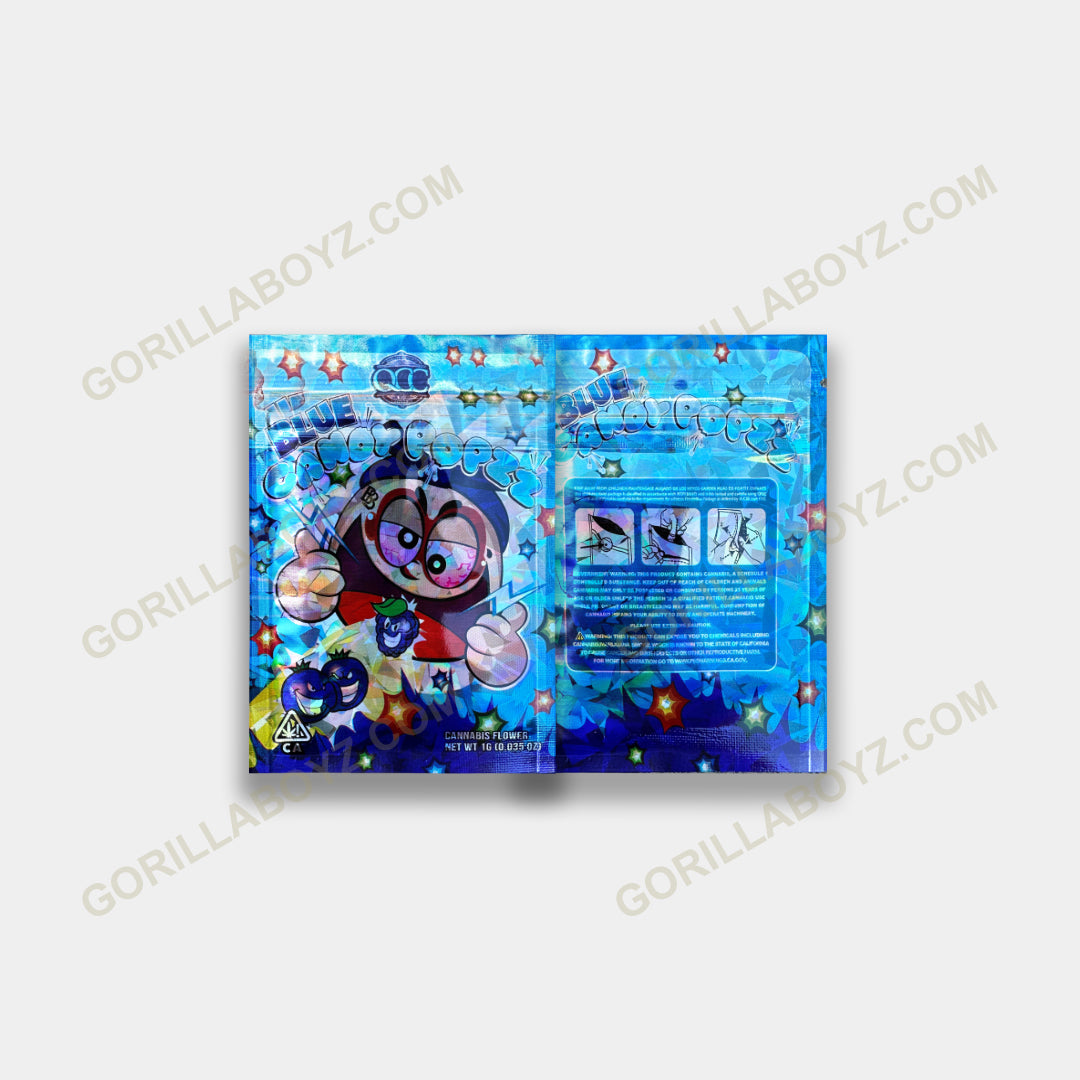 Blue Candy Popz 1 gram mylar bags