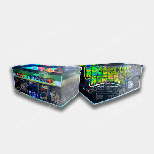 A premium Brooklyn Bodega Mylar bag designed for 3.5 grams. This smell-proof packaging ensures freshness and potency while featuring a bold and urban-inspired design for secure storage.