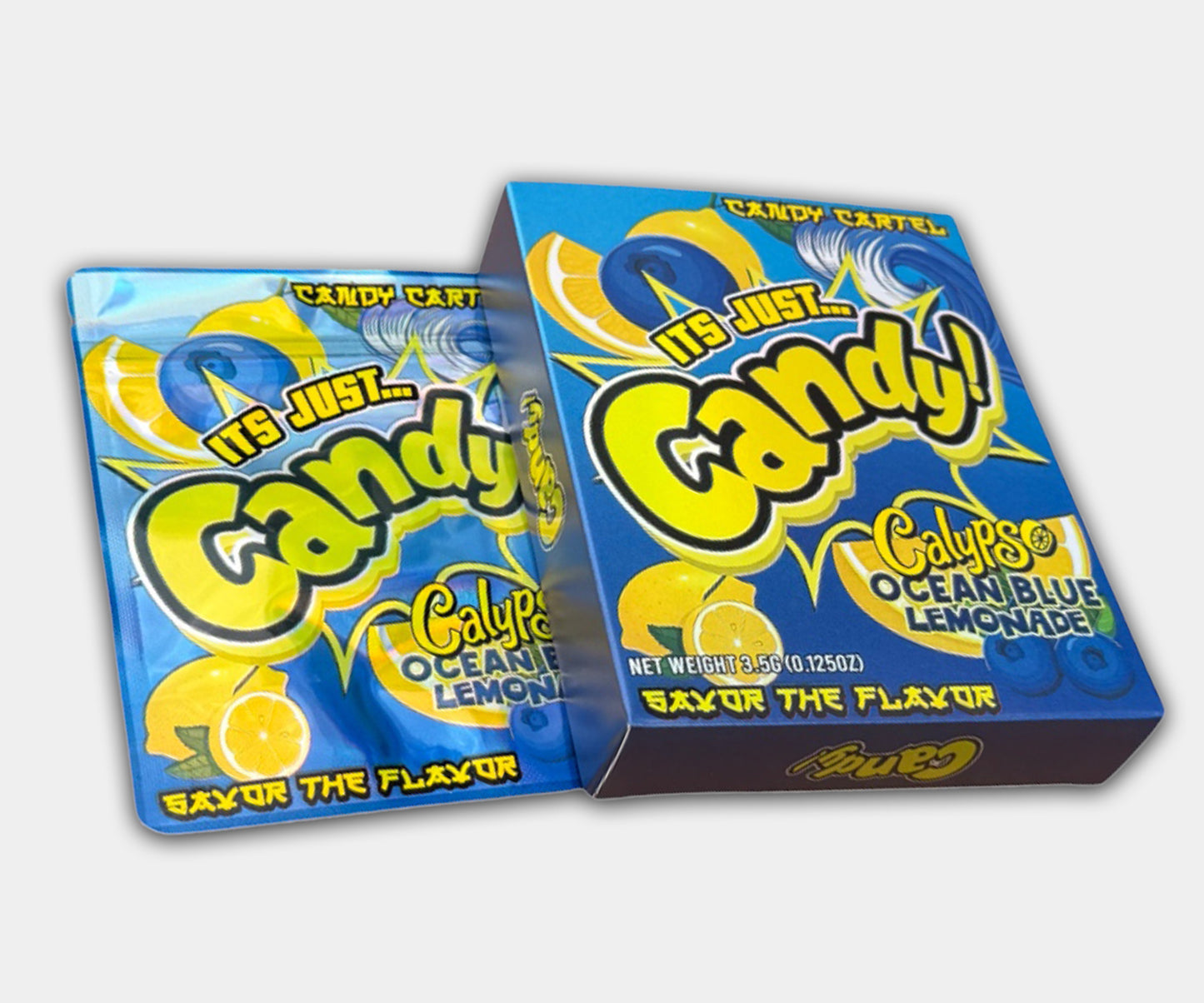 Calypso Ocean Blue Lemonade Holographic 3.5g Mylar Bag with BOX 