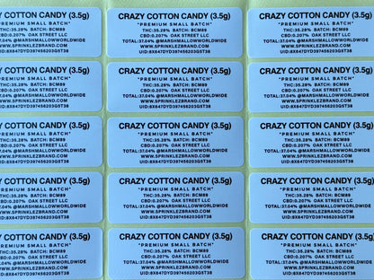 Gumdropz Crazy Cotton Candy Sprinklez 3.5G Mylar Bag (Label & Authenticity Stickers Included)