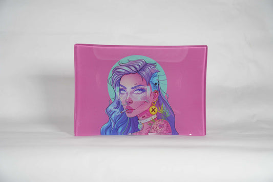 Pretty Lady | Shatter Resistant Glass Rolling Tray