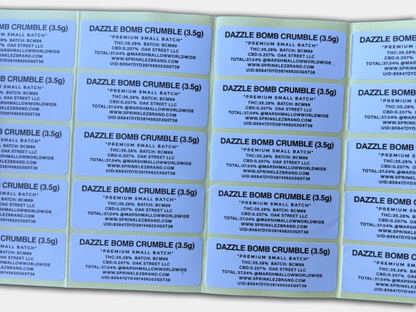 Dazzle Bomb Crumble Sprinkelz Mylar Bag 3.5 Grams (Label & Authenticity Stickers Included)
