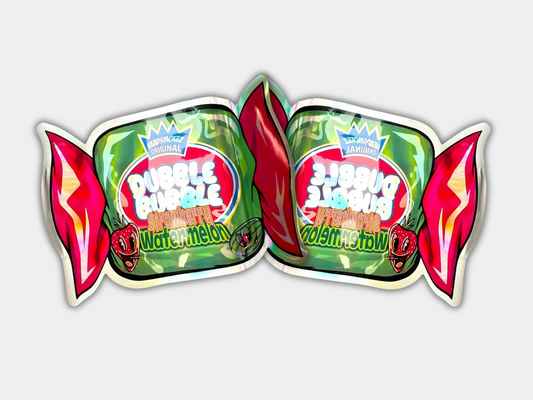 Strawberry Watermelon Mylar bag designed for 1 gram. This smell-proof packaging locks in potency while featuring a candy-inspired design for secure storage.