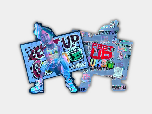 A Feet Up Flytrap Mylar bag designed for 3.5 grams. This smell-proof packaging preserves potency while featuring an eye-catching design for secure storage.