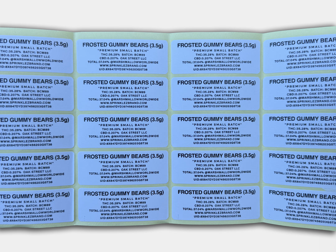 Frosted Gummy Bears Zero 3.5G Mylar Bag (Label & Authenticity Stickers Included)