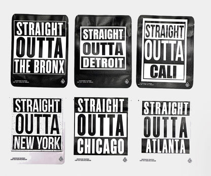 GB Custom Printed Straight Outta Design Mylar Bag 3.5 Grams