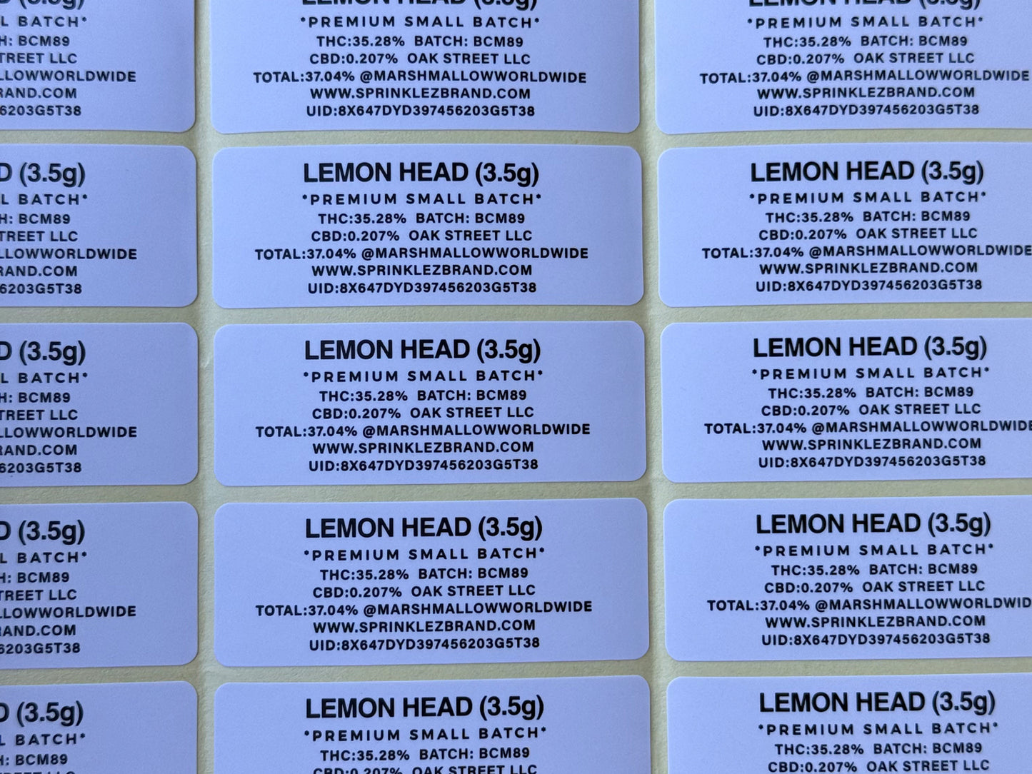 Lemon Head Sprinkelz 3.5G Mylar Bag (Label & Authenticity Stickers Included)