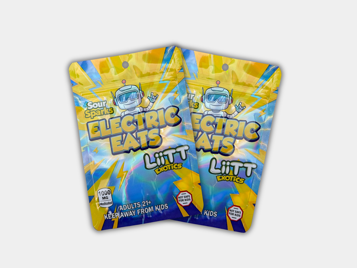 Liit Exotics Electric Eats Sour Sparks EMPTY Mylar Bag 1000 MG