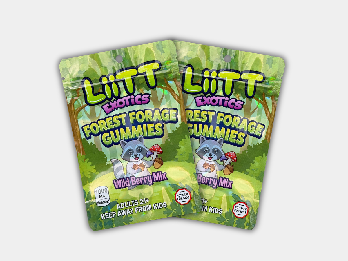 Liit Exotics Forest Forage Gummies Wild Berry Mix EMPTY Mylar Bag 1000 MG