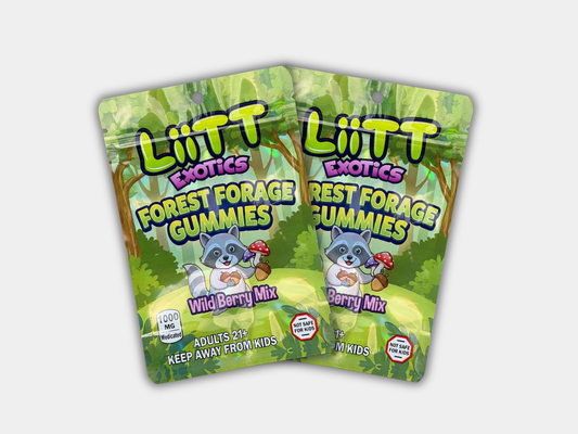 Liit Exotics Forest Forage Gummies Wild Berry Mix EMPTY Mylar Bag 1000 MG