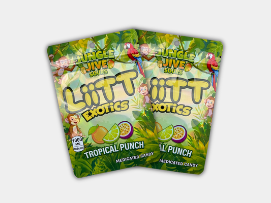 Liit Exotics Jungle Jive Sours Tropical Punch EMPTY Mylar Bag 1000 MG