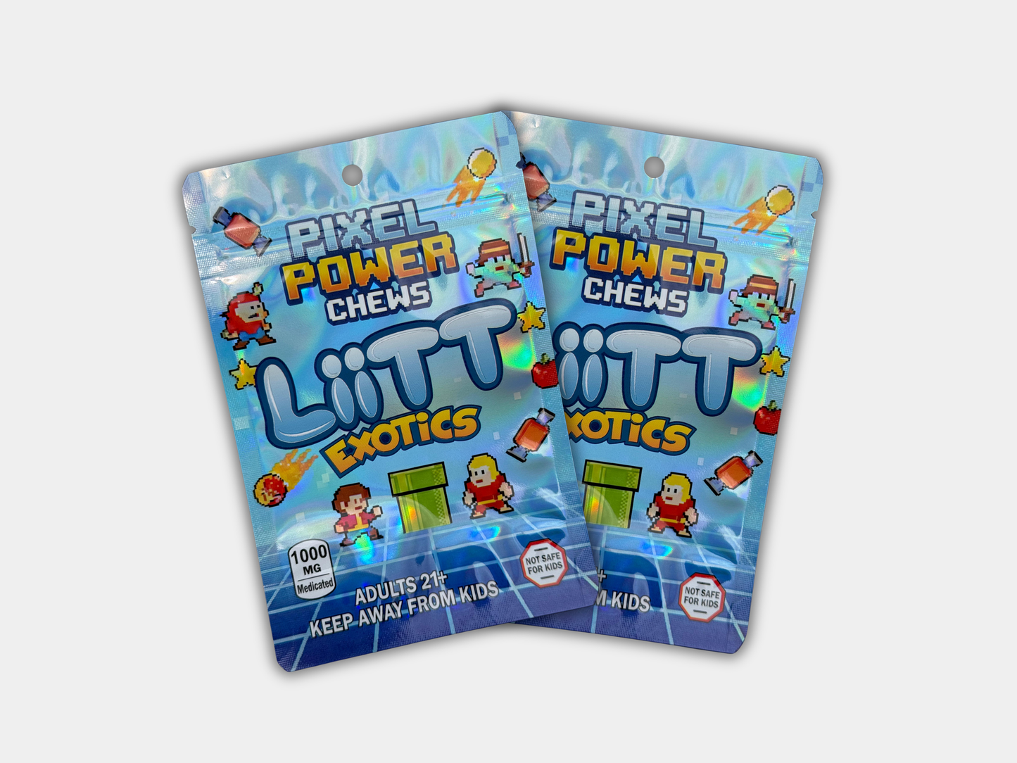 Liit Exotics Pixel Power Chews EMPTY Mylar Bag 1000 MG